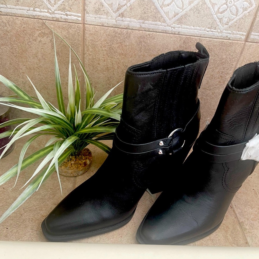 Black Leather Ankle Boots